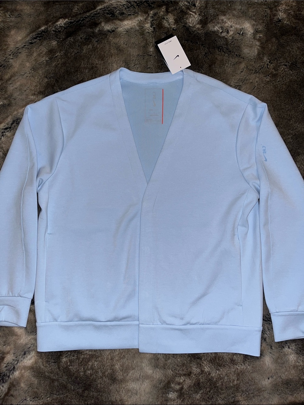 Nike 24.7 Mens M Impossibly Soft Dri-FIT Cardigan Light Blue  HQ6948-441 $125